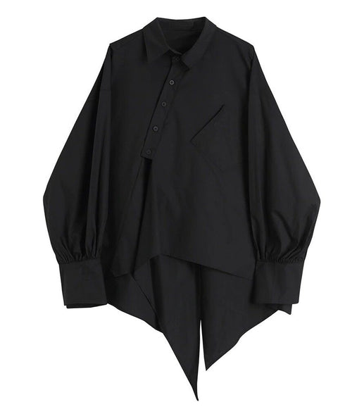 Asymmetric Hem Volume Sleeve Shirt